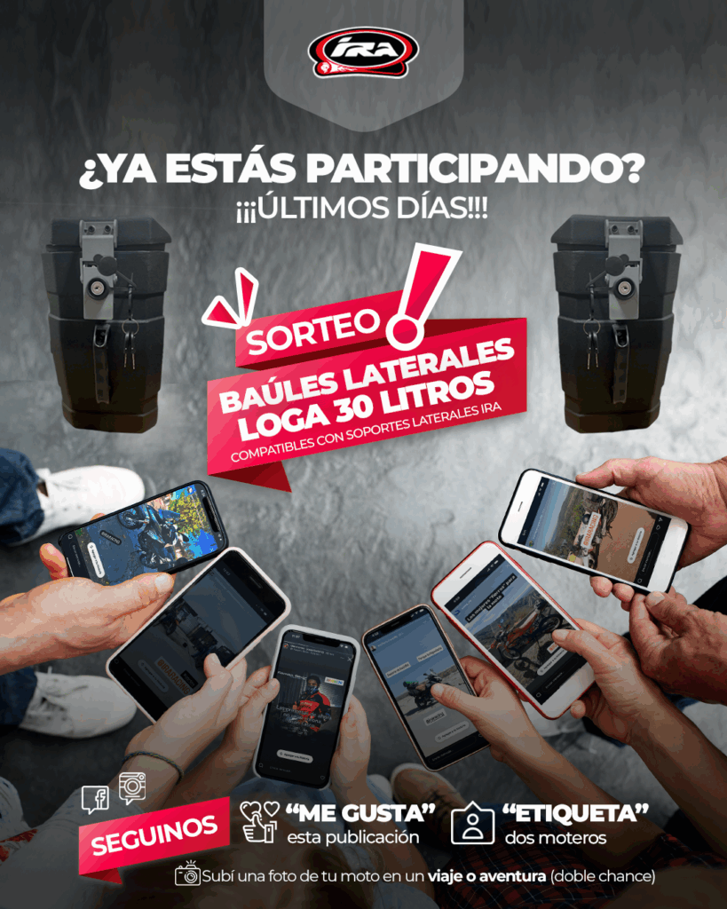 ✨🎉¿YA ESTÁS PARTICIPANDO? ÚLTIMOS DÍAS🌟🎉 🌟SORTEO ESPECIAL DE SOLDINI AUTOPARTES🎉 🎉Ganá un par de baúles laterales LOGA 30 litros (derecho e izquierdo). Compatibles con soportes laterales IRA Racing🎉