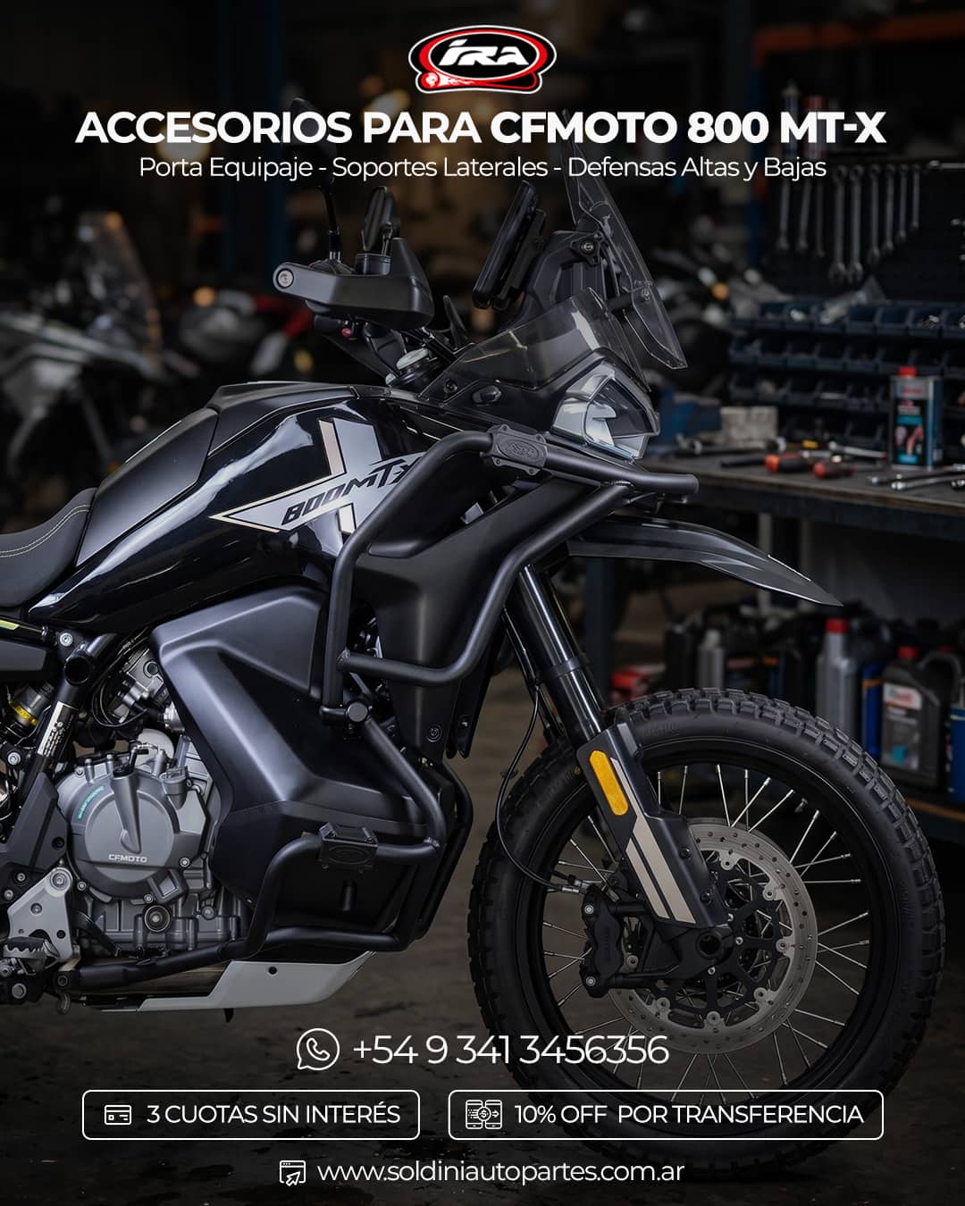 SEO Title: Accesorios para CF Moto MT 800 X | Defensas, Soportes y Porta Equipaje