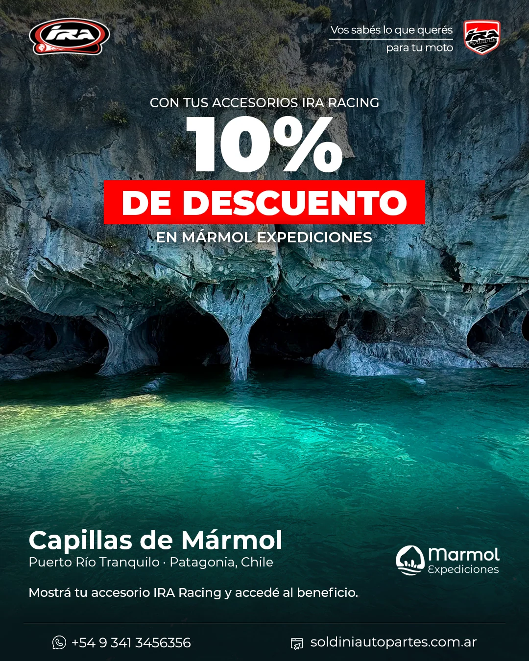 10% de descuento en Capillas de Mármol con accesorios IRA Racing y Mármol Expediciones